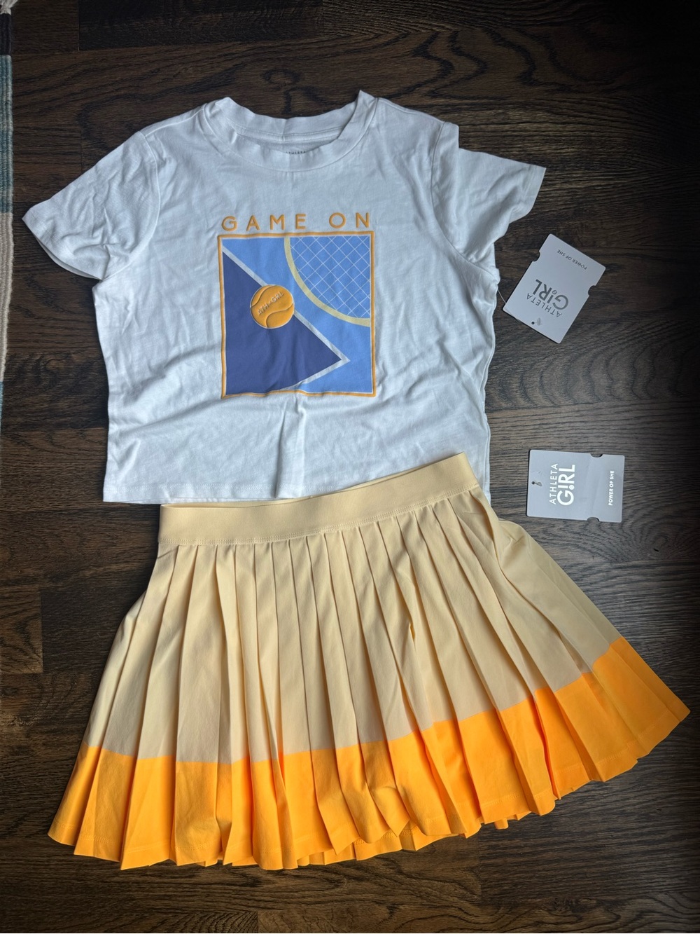 Athleta White 'Game On' crop Tee with Pleat Perfect Skort